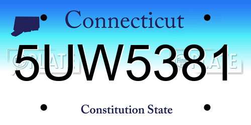 5UW5381 Connecticut License Plate