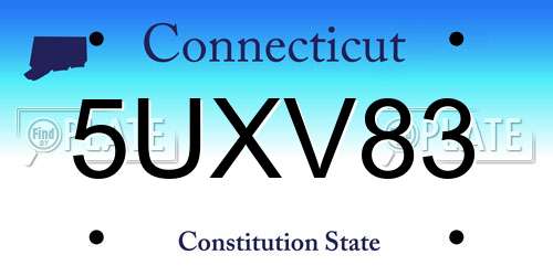 5UXV83 Connecticut License Plate