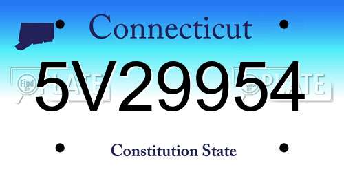 5V29954 Connecticut License Plate