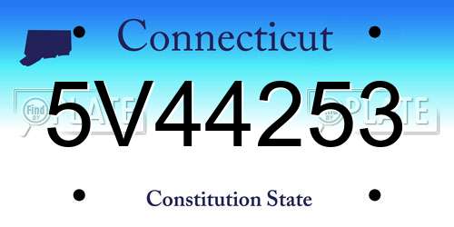 5V44253 Connecticut License Plate