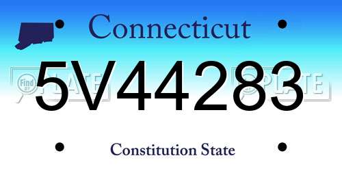 5V44283 Connecticut License Plate