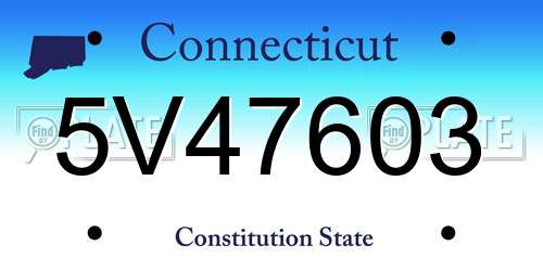 5V47603 Connecticut License Plate