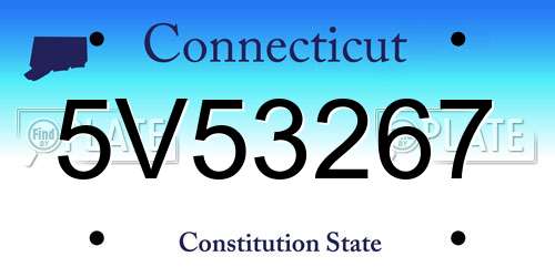 5V53267 Connecticut License Plate