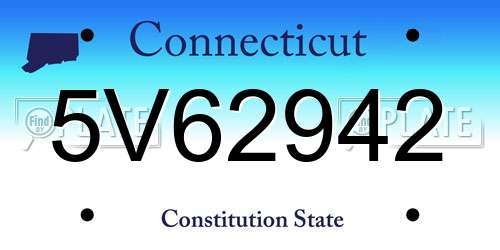5V62942 Connecticut License Plate