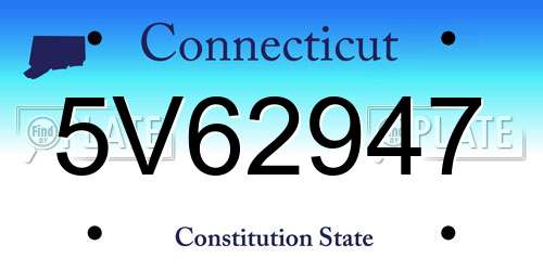 5V62947 Connecticut License Plate