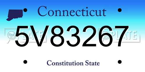 5V83267 Connecticut License Plate