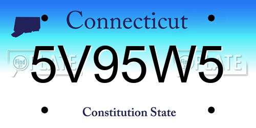 5V95W5 Connecticut License Plate