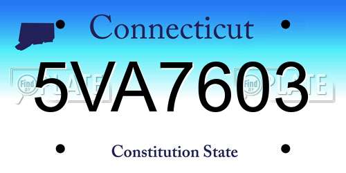 5VA7603 Connecticut License Plate
