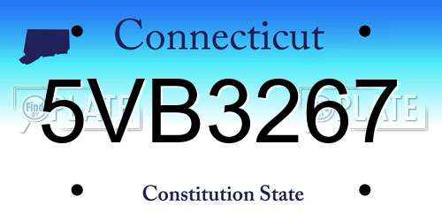 5VB3267 Connecticut License Plate