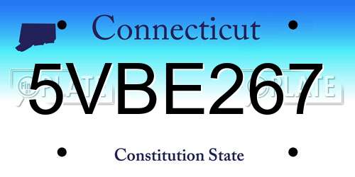 5VBE267 Connecticut License Plate
