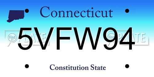 5VFW94 Connecticut License Plate