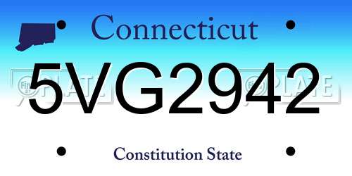 5VG2942 Connecticut License Plate
