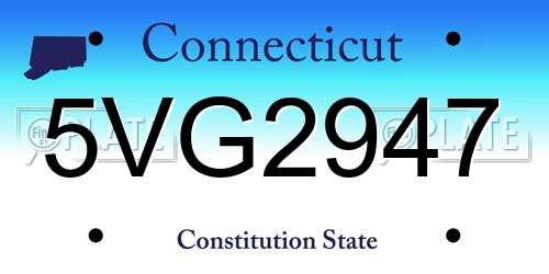 5VG2947 Connecticut License Plate