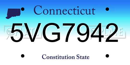 5VG7942 Connecticut License Plate