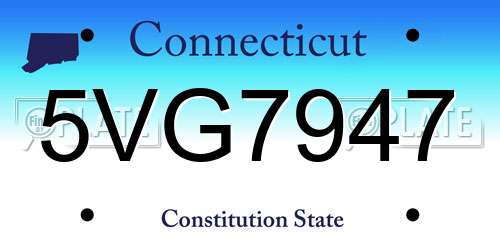 5VG7947 Connecticut License Plate