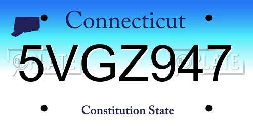 5VGZ947 Connecticut License Plate