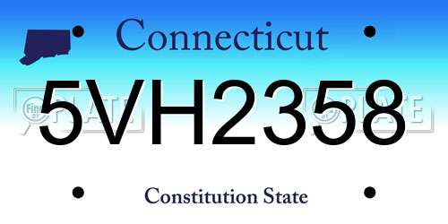 5VH2358 Connecticut License Plate