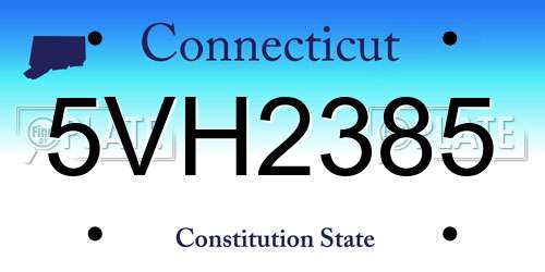 5VH2385 Connecticut License Plate