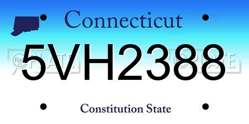 5VH2388 Connecticut License Plate