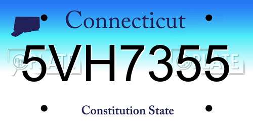 5VH7355 Connecticut License Plate