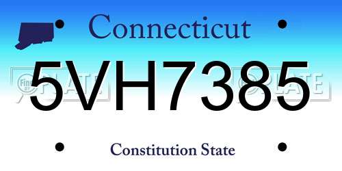 5VH7385 Connecticut License Plate