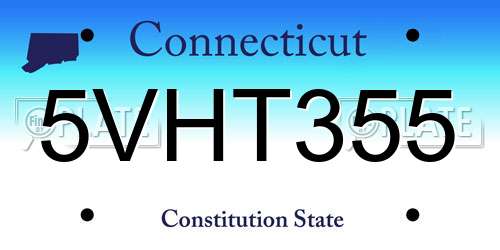 5VHT355 Connecticut License Plate