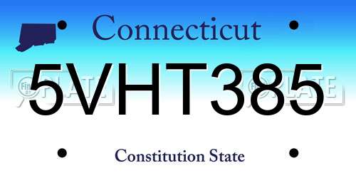 5VHT385 Connecticut License Plate