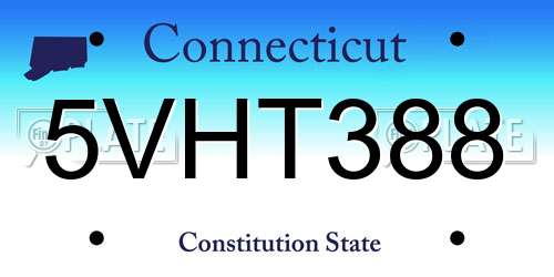 5VHT388 Connecticut License Plate