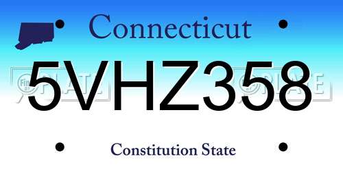 5VHZ358 Connecticut License Plate