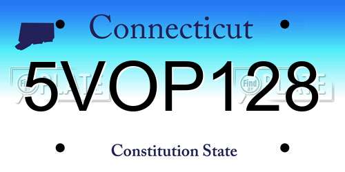 5VOP128 Connecticut License Plate