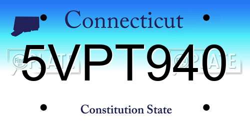 5VPT940 Connecticut License Plate