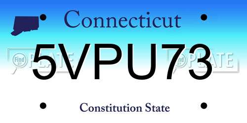 5VPU73 Connecticut License Plate