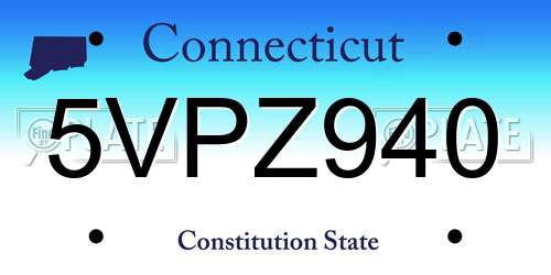 5VPZ940 Connecticut License Plate