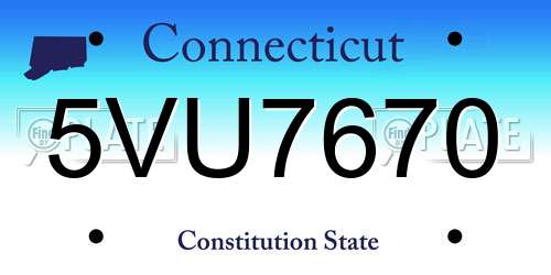5VU7670 Connecticut License Plate