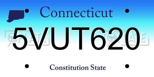 5VUT620 Connecticut License Plate