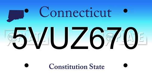 5VUZ670 Connecticut License Plate