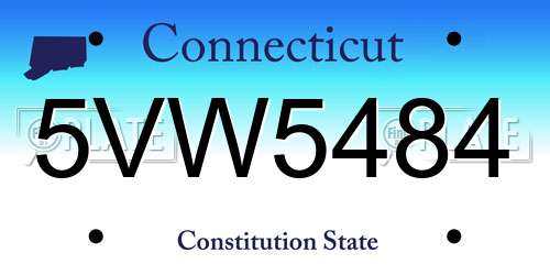 5VW5484 Connecticut License Plate