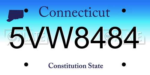 5VW8484 Connecticut License Plate