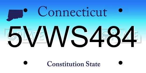 5VWS484 Connecticut License Plate