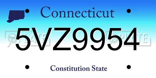 5VZ9954 Connecticut License Plate
