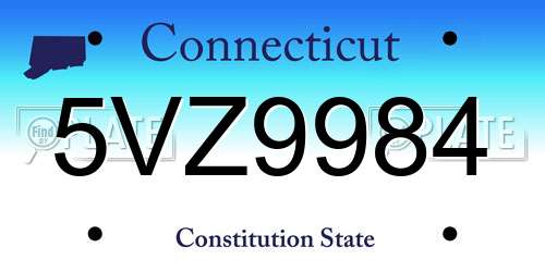 5VZ9984 Connecticut License Plate