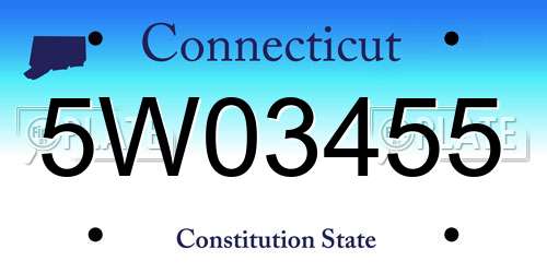 5W03455 Connecticut License Plate