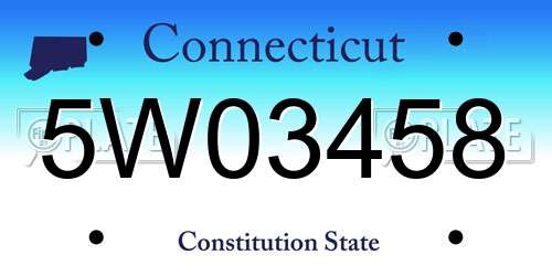 5W03458 Connecticut License Plate