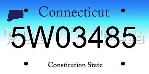 5W03485 Connecticut License Plate