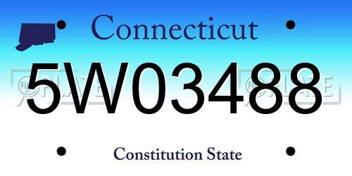 5W03488 Connecticut License Plate