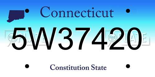 5W37420 Connecticut License Plate