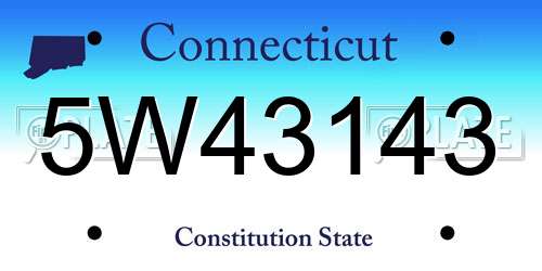 5W43143 Connecticut License Plate