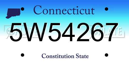 5W54267 Connecticut License Plate