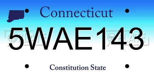 5WAE143 Connecticut License Plate