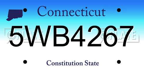 5WB4267 Connecticut License Plate